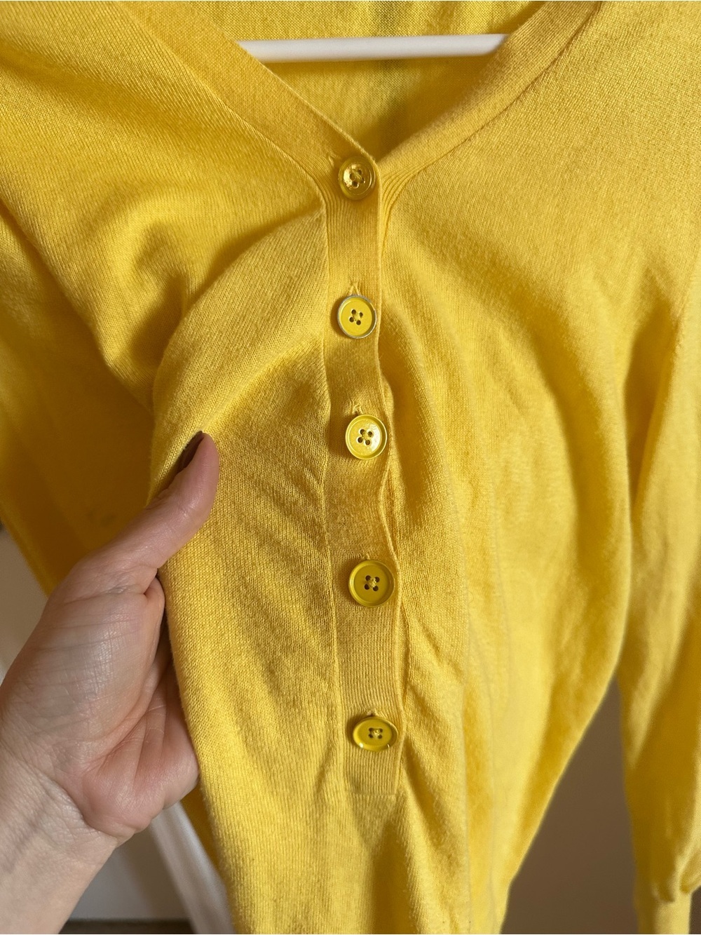 J. Crew 100% Cotton Sunny Yellow V-Neck Button Pullover - Picture 9 of 10